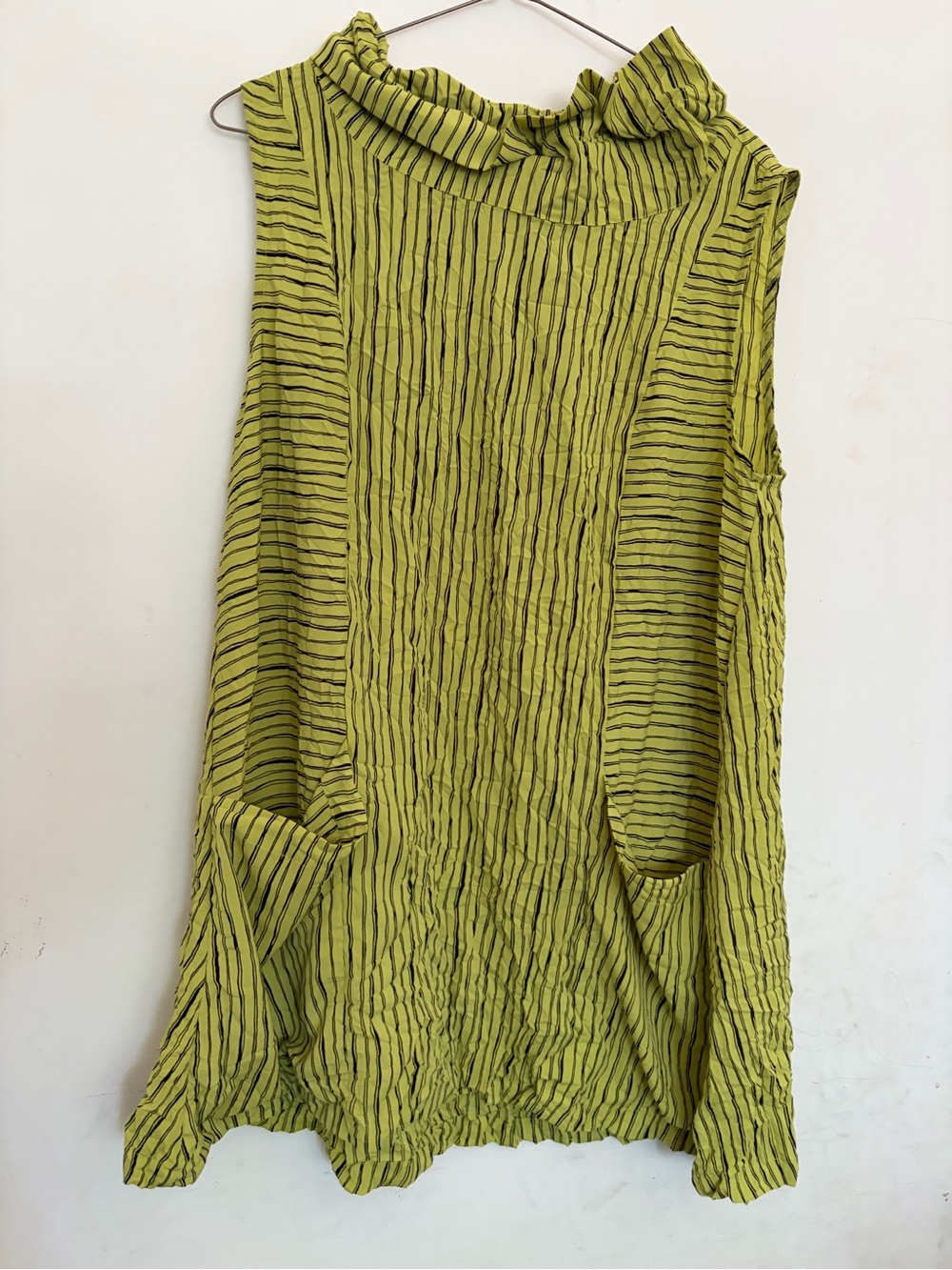 Liv by Habitat Wire Cowl Neck Pocket Sleeveless Tunic Stripes Yellow Black Flowy